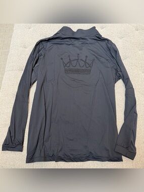 EUC KASTEL DENMARK Black Tonal Crystal Crown Long  1/4 Zip SUN Shirt SIZE XL